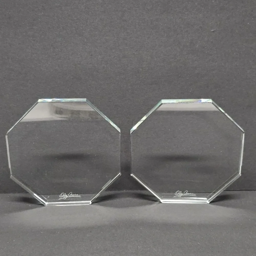 Oleg Cassini Clear Crystal Octagon Minimalist Coasters Set